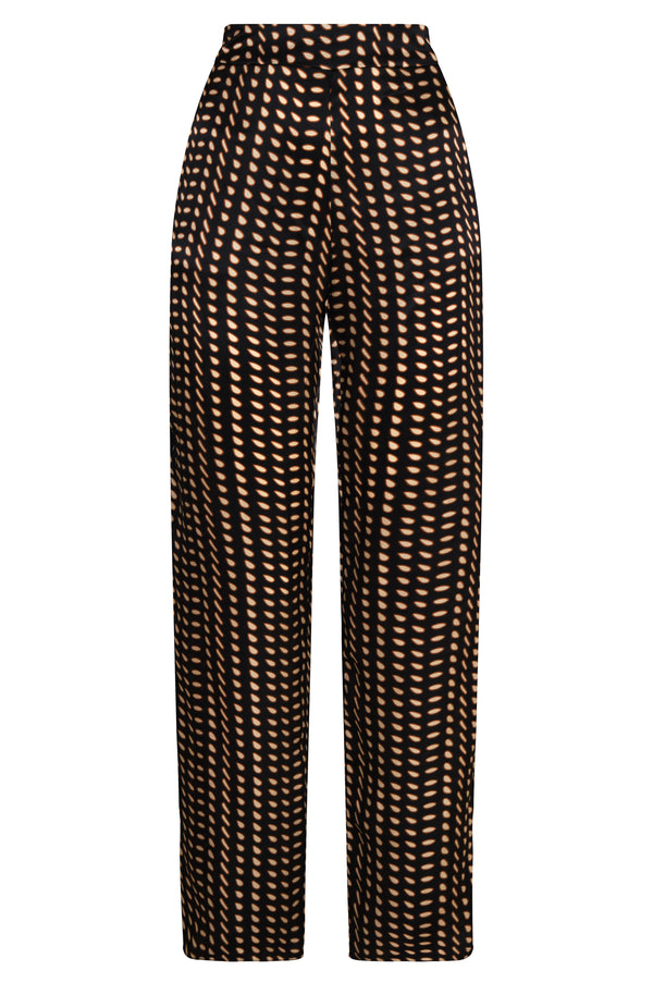 Santo Tomás Satin Silk Pants / Black & Ivory Seeds